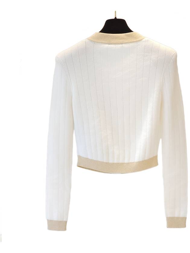 Women's Crop Knit Cardigan Ivory AF1KL013 KD74 - BALMAIN - BALAAN 2