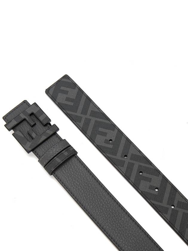 Square FF Leather Reversible Belt Grey - FENDI - BALAAN 4