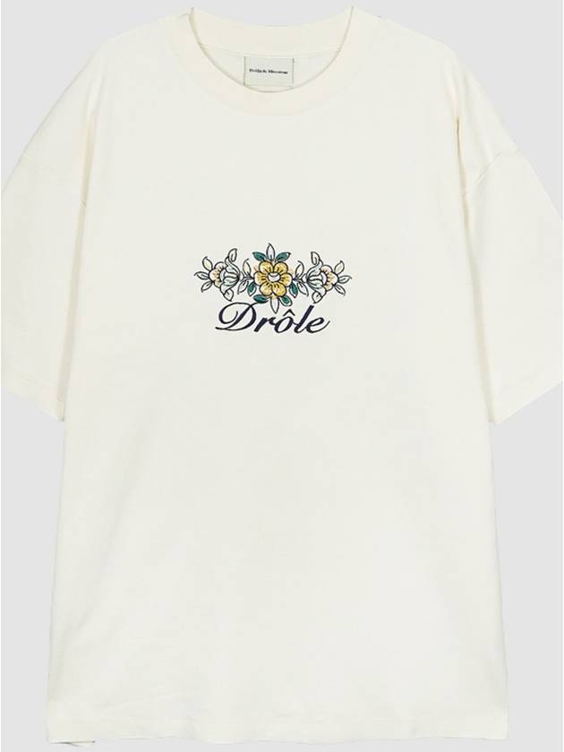 Drold Monsieur floral logo short sleeve t shirt TS148 CO001 CM cream - DROLE DE MONSIEUR - BALAAN 2