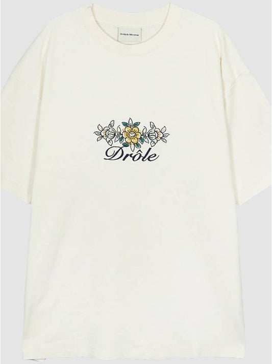 Drold Monsieur floral logo short sleeve t shirt TS148 CO001 CM cream - DROLE DE MONSIEUR - BALAAN 2