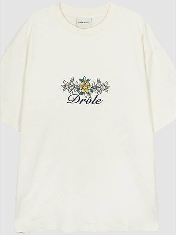 Drold Monsieur floral logo short sleeve t shirt TS148 CO001 CM cream - DROLE DE MONSIEUR - BALAAN 1