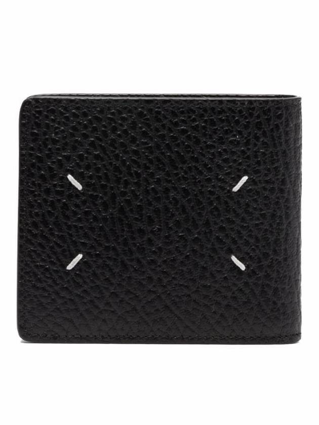 Stitched Leather Bifold Half Wallet Black - MAISON MARGIELA - BALAAN 3