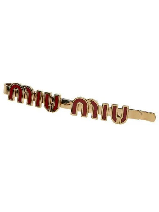 Enamel Metal Hair Clip Gold Red - MIU MIU - BALAAN 2