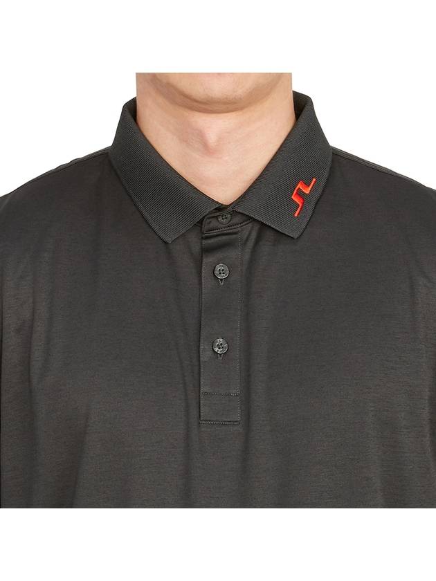 Men's Tour Tech Long Sleeve Polo Shirt Black Melange - J.LINDEBERG - BALAAN 7