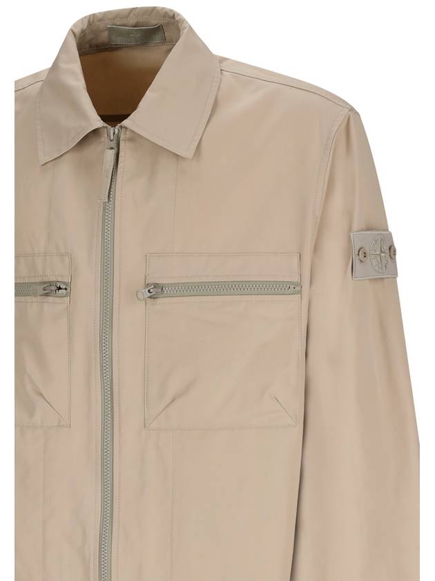 Cotton Canvas Zip-up Jacket Beige - STONE ISLAND - BALAAN 4