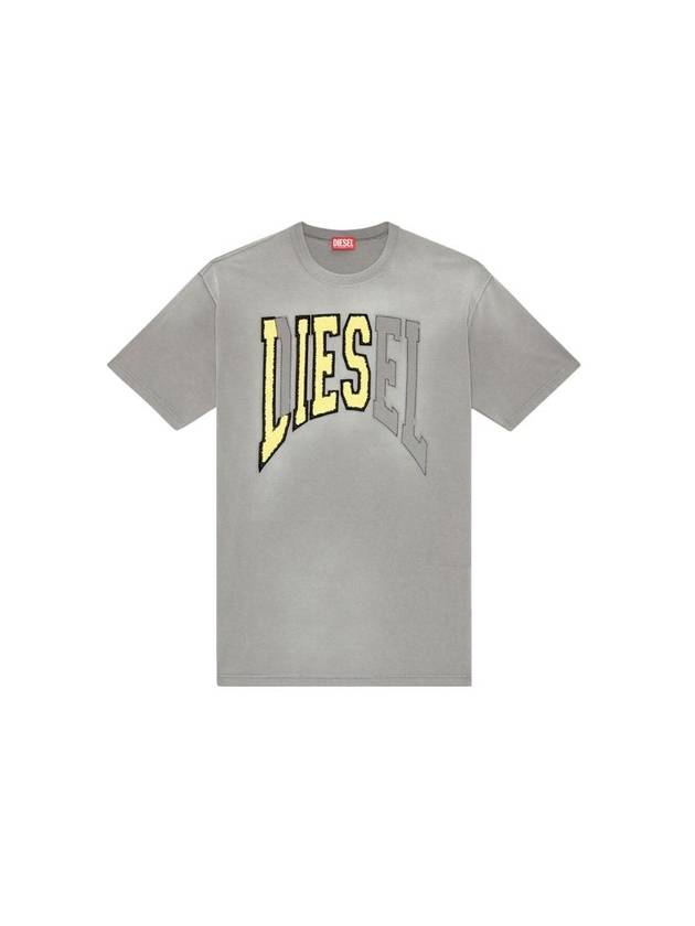 T Wash N Oversized Lies Logo Short Sleeve T-Shirt  Grey - DIESEL - BALAAN 1