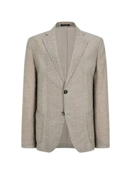 Men s Cotton Wool Chevron Single Jacket Beige 271617 - EMPORIO ARMANI - BALAAN 1