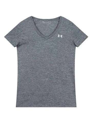 Tech V-neck short sleeve t-shirt gray - UNDER ARMOUR - BALAAN 1