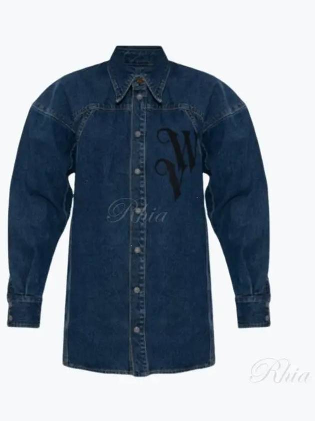 Spray Football Denim Long Sleeve Shirt Blue - VIVIENNE WESTWOOD - BALAAN 2