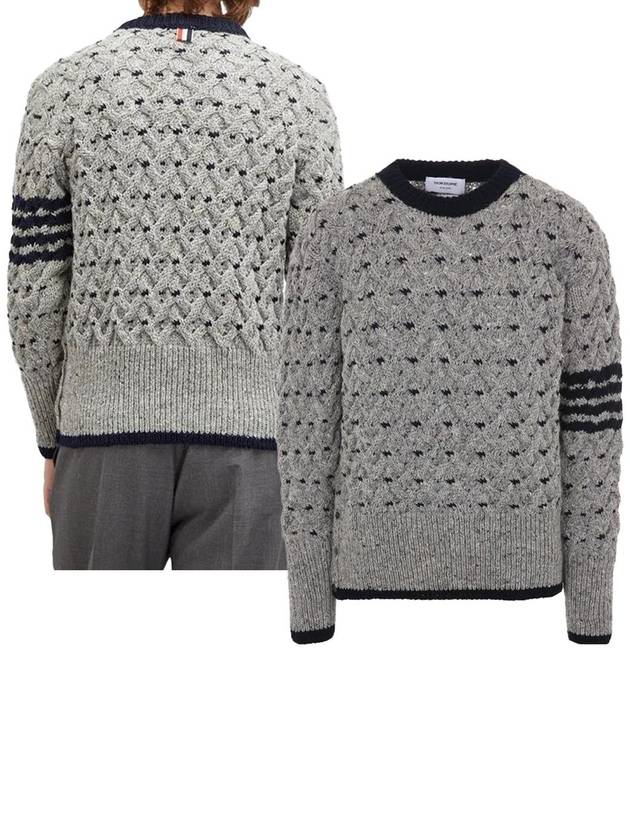 4 Bar Cable Knit Top Grey - THOM BROWNE - BALAAN 7