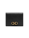 Gancini Compact Half Wallet Black - SALVATORE FERRAGAMO - BALAAN 2