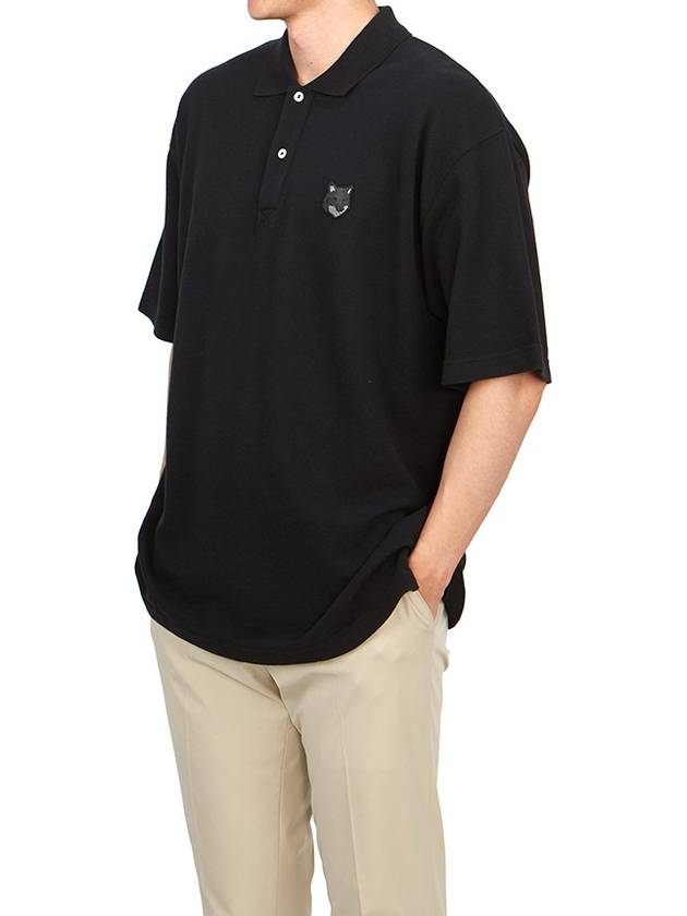 Bold Fox Head Patch Oversized Polo Shirt Black - MAISON KITSUNE - BALAAN 5