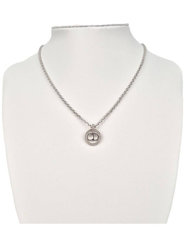 Claire D Rune Finish Metal Crystal Necklace Silver - DIOR - BALAAN 2