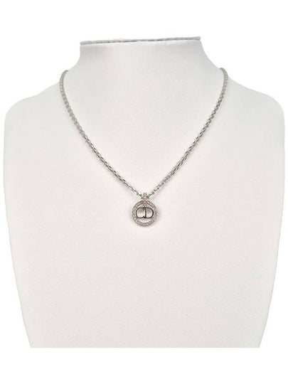 Claire D Rune Finish Metal Crystal Necklace Silver - DIOR - BALAAN 2