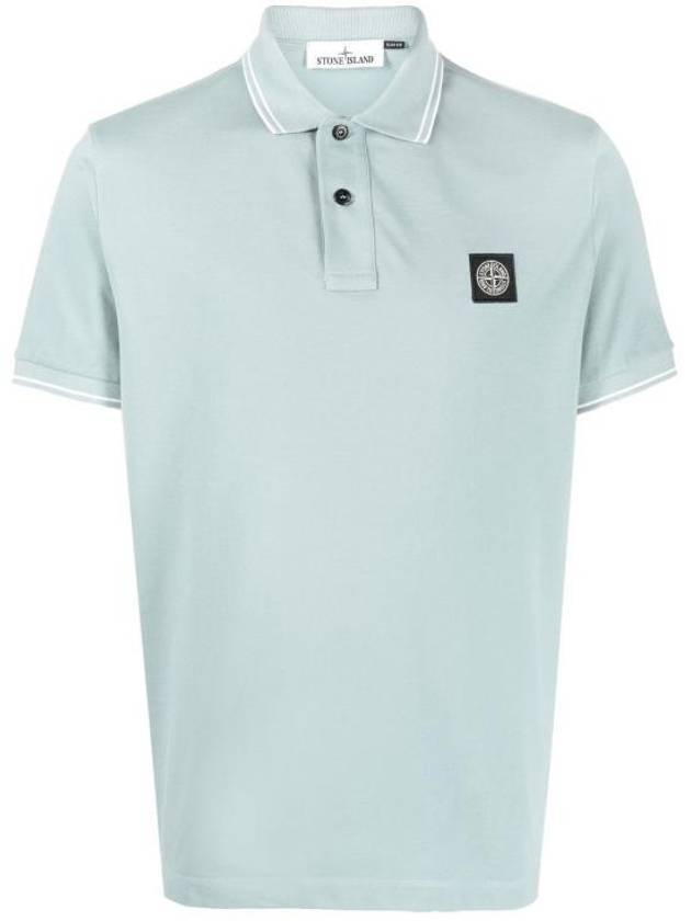 Men's Logo Patch Lining Short Sleeve Polo Shirt Sky Blue - STONE ISLAND - BALAAN 2