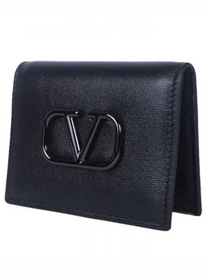 V Logo Signature Card Wallet Black - VALENTINO - BALAAN 2