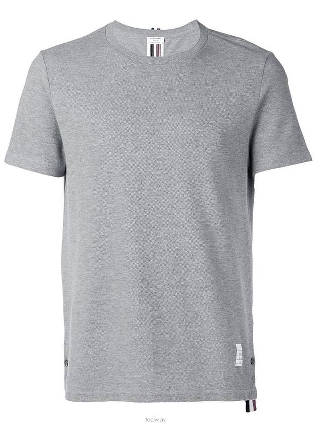 Men's Center Back Striped Short Sleeve T-Shirt Light Grey - THOM BROWNE - BALAAN 3