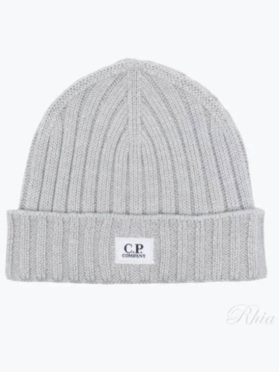 Extra Fine Merino Wool Logo Beanie Grey - CP COMPANY - BALAAN 2