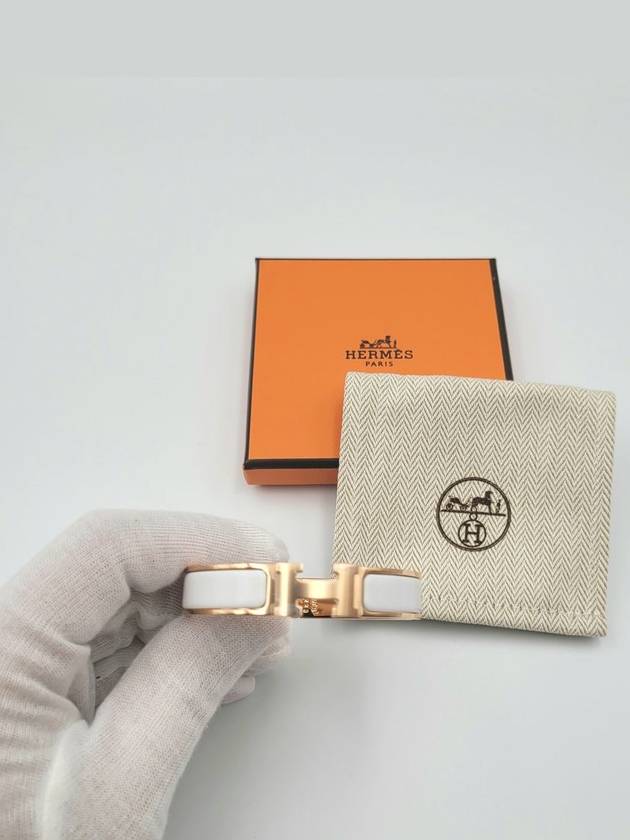 Clic H Bracelet Rose Gold Blanc - HERMES - BALAAN 7