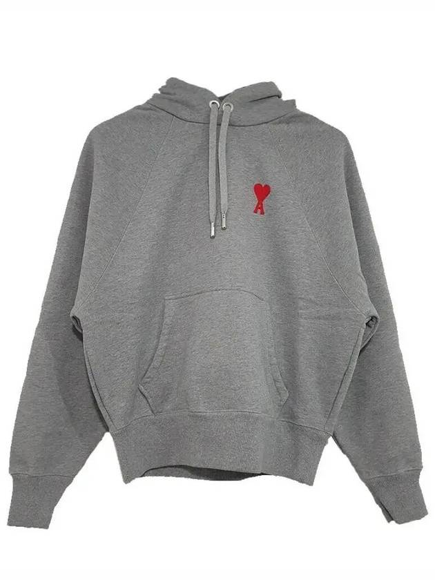 Small Heart Logo Hoodie Grey - AMI - BALAAN 3