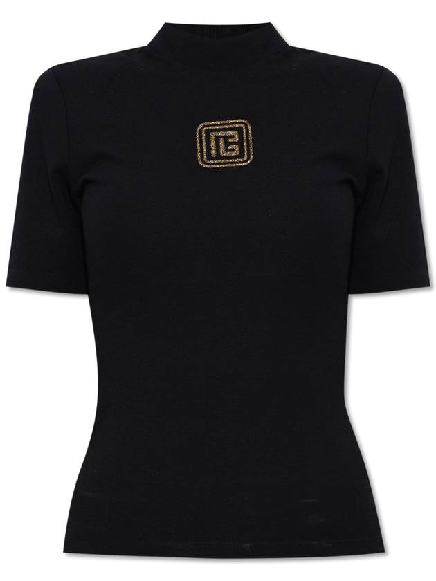 Women's Retro PB Short Sleeve T-Shirt Black - BALMAIN - BALAAN 2