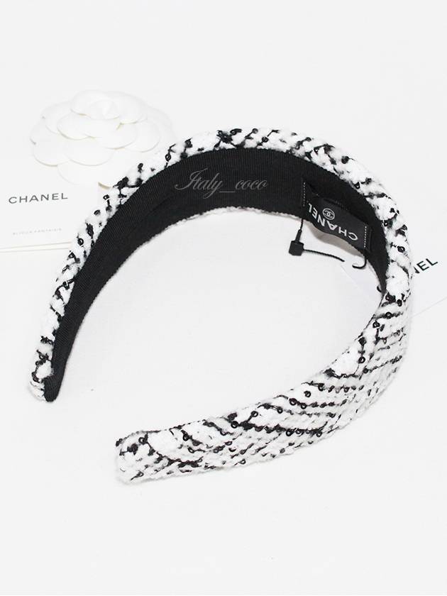 Cotton Tweed White Black Hairband AA9458 B14121 NR519 - CHANEL - BALAAN 4