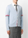 Milano Stitch Sprite Armband Cotton V-neck Cardigan Light Blue - THOM BROWNE - BALAAN 5