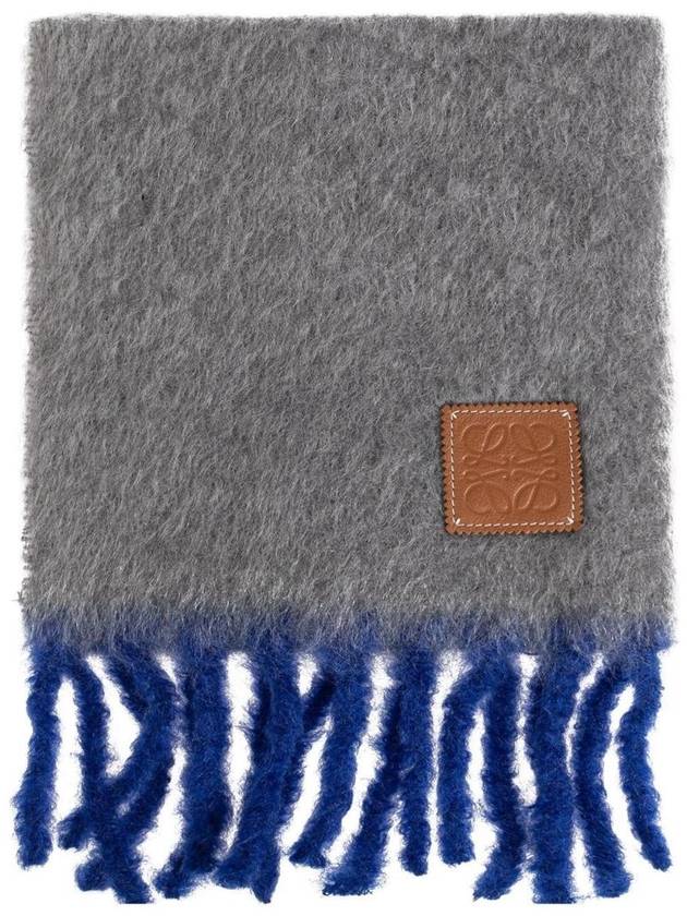 Mohair Wool Scarf Grey Blue - LOEWE - BALAAN 1