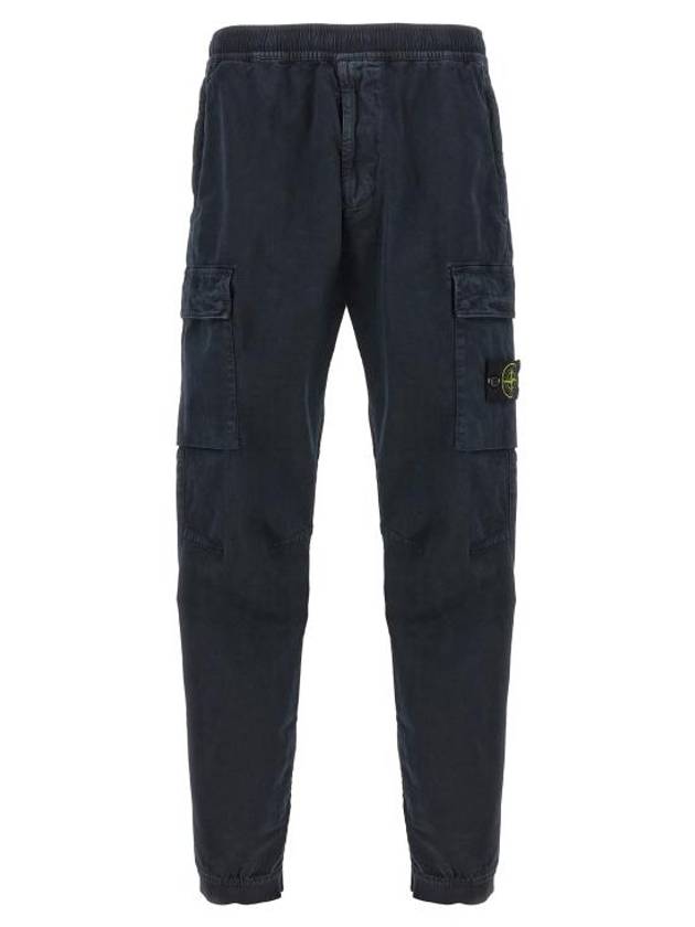 Stretch Cotton Cargo Straight Pants Navy - STONE ISLAND - BALAAN 1