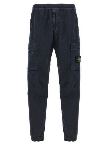 Stretch Cotton Cargo Straight Pants Navy - STONE ISLAND - BALAAN 1