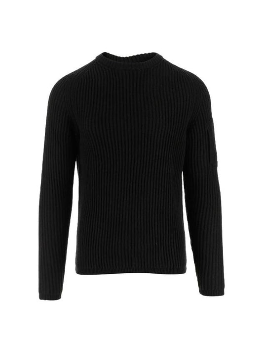 Ribbed Wool Blend Jumper Knit Top Black - CP COMPANY - BALAAN 1