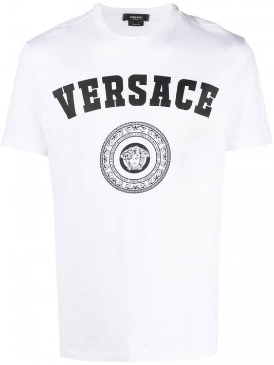 logo print short sleeve t-shirt white - VERSACE - BALAAN.
