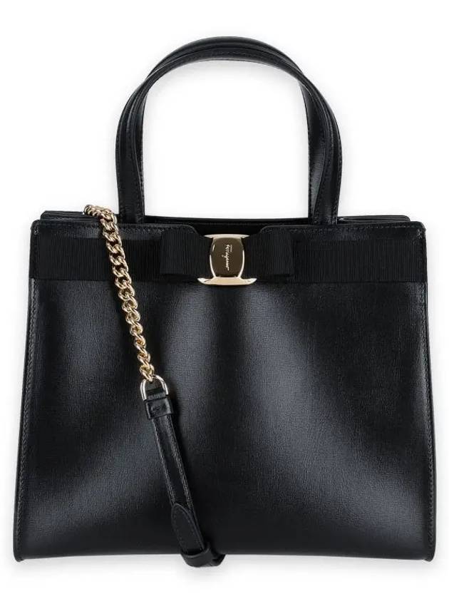 Vara Bow Top Handle Tote Bag Black - SALVATORE FERRAGAMO - BALAAN 2