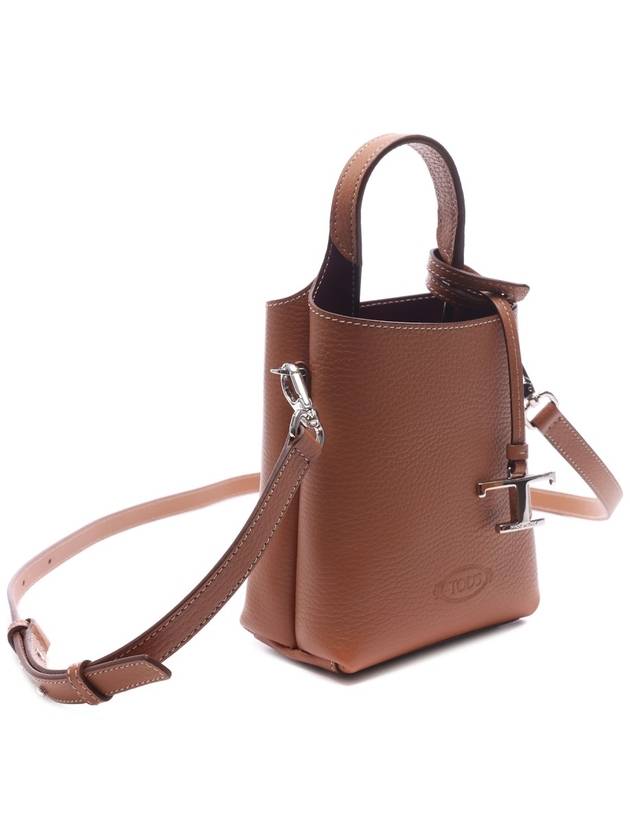 Micro Leather Mini Tote Bag Brown - TOD'S - BALAAN 4