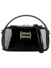 Logo Patent Leather Shoulder Bag Black - MIU MIU - BALAAN 2