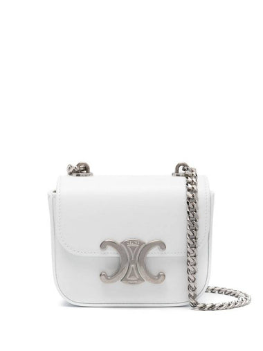 Triomphe Chain Shiny Calfskin Small Cross Bag Blanc - CELINE - BALAAN 1