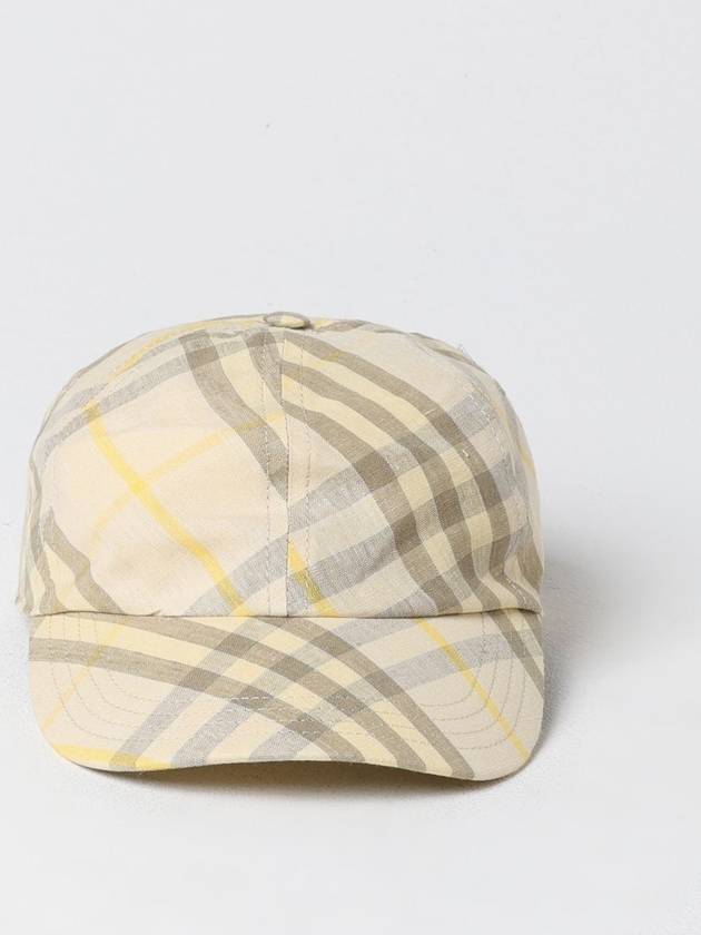 Check Linen Ball Cap Wheat - BURBERRY - BALAAN 3