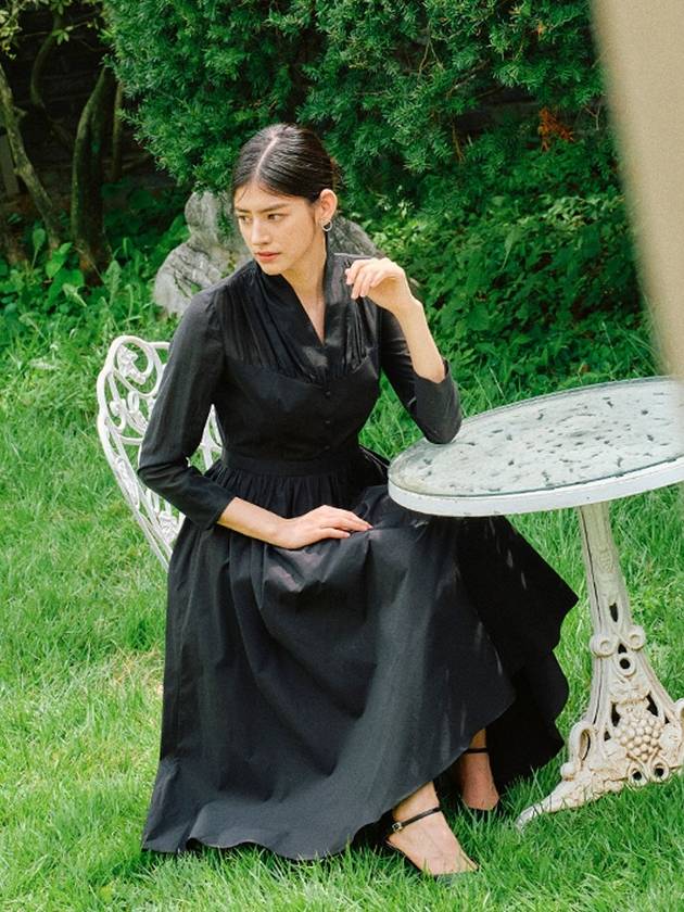 Women's Gabrielle GABRIELLE Midi Dress Black - AME - BALAAN 4