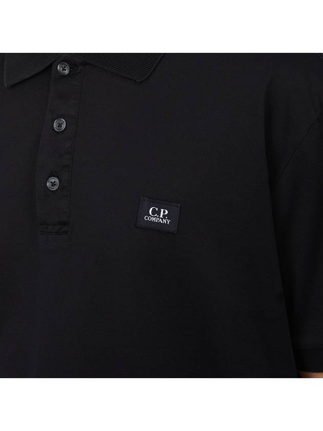 Logo Patch Polo Shirt Black - CP COMPANY - BALAAN 7