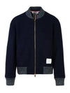 Fleece Stripe Wool Bomber Jacket Navy - THOM BROWNE - BALAAN 2