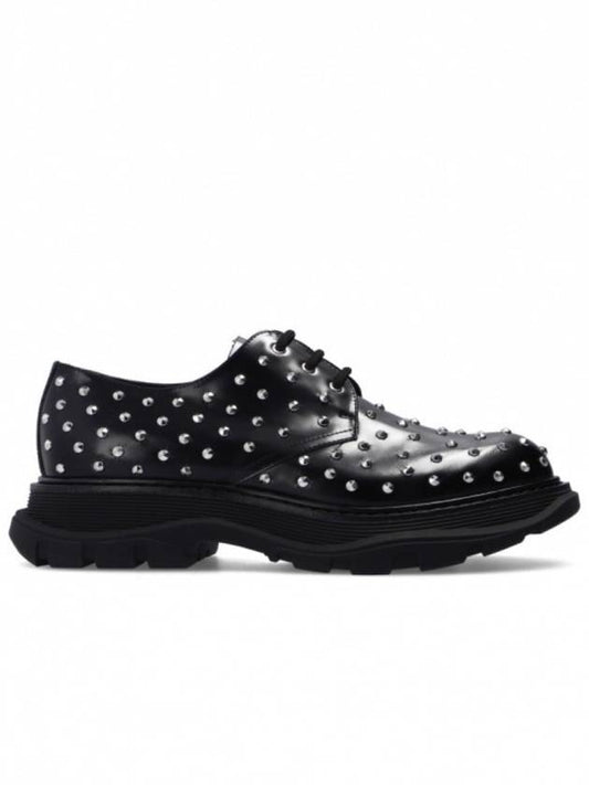 Men's Black Applique Studded Derby Shoes 604256 WHZ85 1081 - ALEXANDER MCQUEEN - BALAAN 1