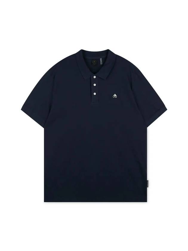 Embroidered Logo Short Sleeve Polo Shirt Navy - MOOSE KNUCKLES - BALAAN 1