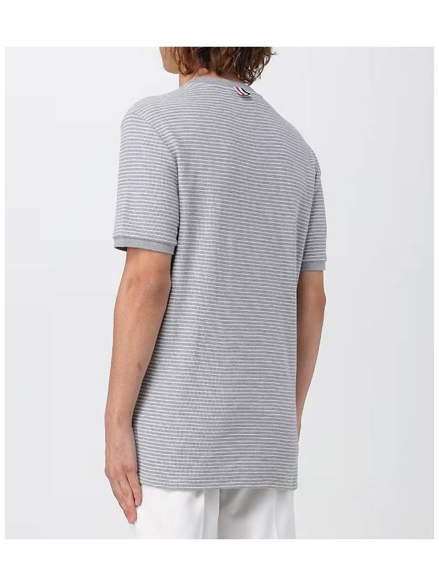 Micro waffle knit t shirt short sleeve gray - THOM BROWNE - BALAAN 3