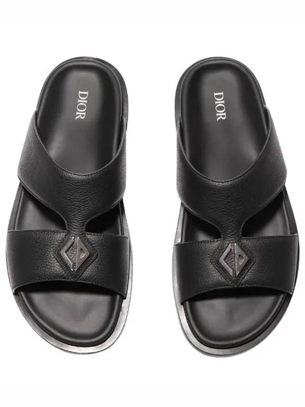 Aqua Grained Calfskin Sandal Black - DIOR - BALAAN 7