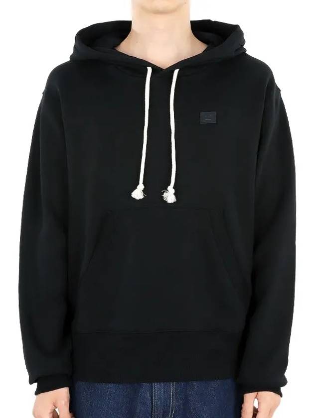 Face Logo Patch Cotton Hoodie Black - ACNE STUDIOS - BALAAN 2