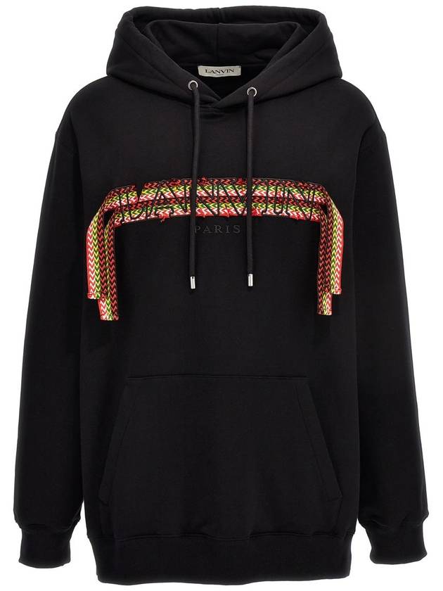 Logo Applique Oversized Fit Hoodie Black - LANVIN - BALAAN 2