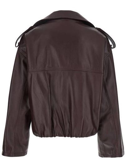 'Rima' Bordeaux Double Breasted Jacket In Leather Woman - ARMA - BALAAN 2