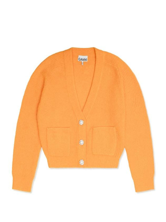 Women's Soft Wool Cardigan Orange - GANNI - BALAAN 1