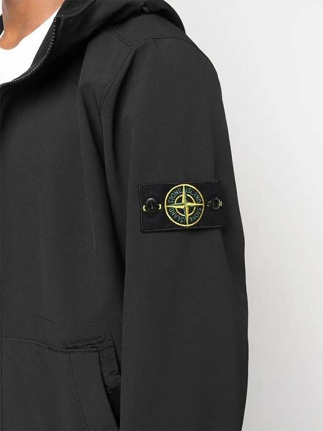 Men's Wappen Patch Softshell Zip Up Hoodie Black - STONE ISLAND - BALAAN 4