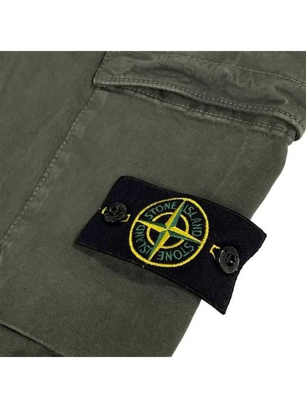 Stretch Cotton Cargo Straight Pants Green - STONE ISLAND - BALAAN 7